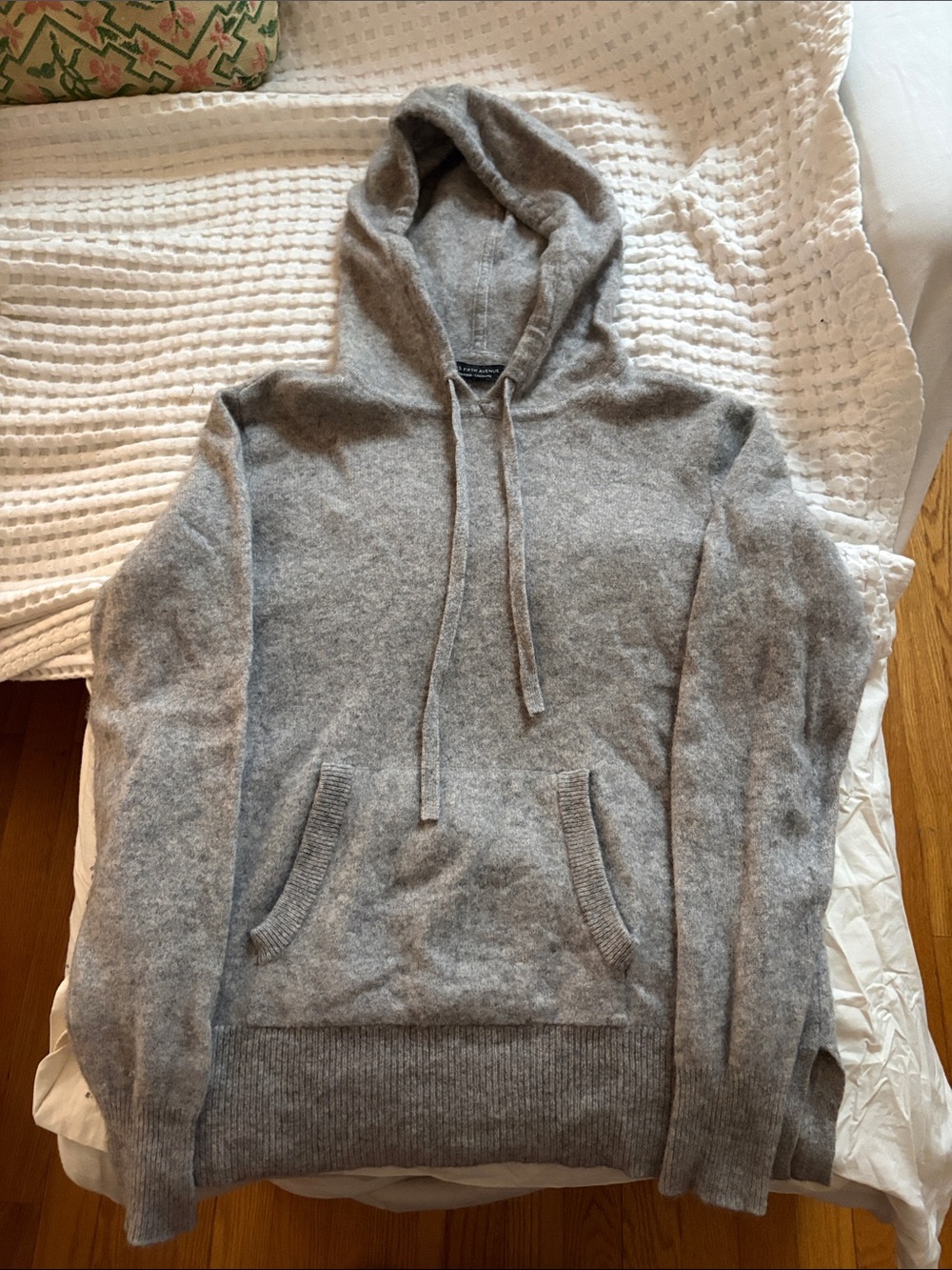 Cozy Gray Hooded Cashmere Wool  Sweater Hoodie